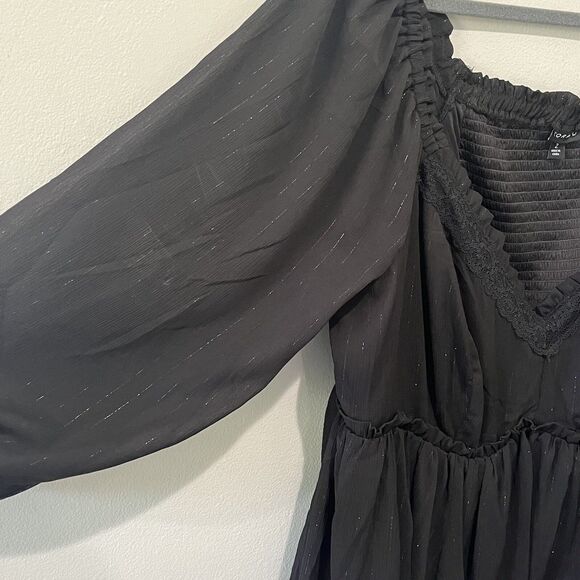 Torrid Top Women’s 2X Black Babydoll Crinkle Chiffon Blouson Whimsigoth Fairy - Picture 7 of 9